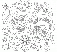 Fête des morts mexicaine (couple) - coloriage n° 1442