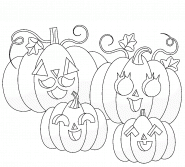 Une famille de citrouilles d'Halloween - coloriage n° 1451