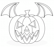  Citrouille d'Halloween chauve-souris - coloriage n° 1455