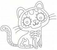 Squelette de chat (fête des morts mexicaine) - coloriage n° 1463