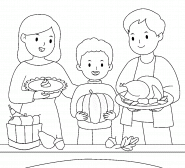 Famille réunie autour d'un bon repas - coloriage n° 1470