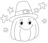 Citrouille rigolote avec un chapeau - coloriage n° 1471