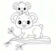 Maman koala et son bébé - coloriage n° 1475