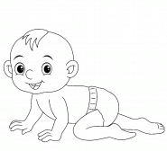 Bébé joyeux qui marche à quatre pattes - coloriage n° 1478