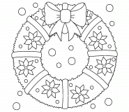 Couronne de Noël avec un nœud rouge - coloriage n° 1481