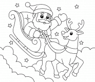 Le Père Noël sur son traîneau - coloriage n° 1487
