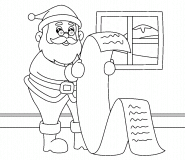 Le Père Noël vérifiant sa liste - coloriage n° 1495