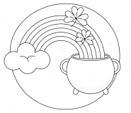 Chaudron de la St-Patrick avec un arc-en-ciel - coloriage n° 1541