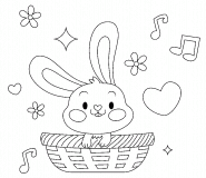 Lapin de Pâques dans un panier - coloriage n° 1549