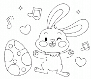 Joyeux lapin avec un œuf de Pâques - coloriage n° 1550