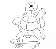 Tortue rigolote sur une planche à roulettes - coloriage n° 1562