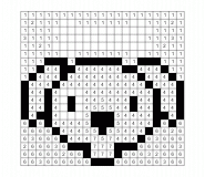 Chien avec un os (Pixel Art) - Coloriage Magique