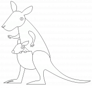 kangourou avec son petit dans la poche ventrale - coloriage n° 169