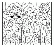 Vache dans le pré - Coloriage Magique
