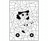Jeune fille se baladant en scooter - Coloriage Magique (jeu en ligne)