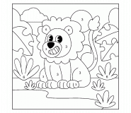 Le lion "Léon", roi de la savane - Coloriage Magique (jeu en ligne)