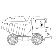 Camion-benne souriant - Coloriage en ligne