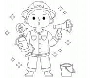 Le Pompier, héros du quotidien - Coloriage en ligne