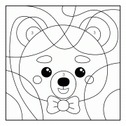 Biscotte, petit ourson avec un nœud papillon - Coloriage Magique (jeu en ligne)