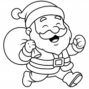Père Noël qui court avec son grand sac - Coloriage en ligne