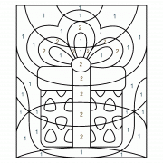 Cadeau de Noël avec un ruban doré - Coloriage Magique (jeu en ligne) Cadeau de Noël avec un ruban doré - Coloriage Magique (jeu en ligne)