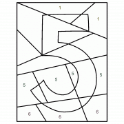 Puzzle coloré autour du nombre 5 - Coloriage Magique (jeu en ligne)