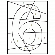 Le chiffre 6 en mosaïque de couleurs - Coloriage Magique (jeu en ligne)