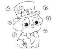 Adorable chiot de la fête de la St-Patrick - Coloriage en ligne