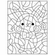 Lapin kawaii de Pâques à colorier par numéros - Coloriage Magique (jeu en ligne)
