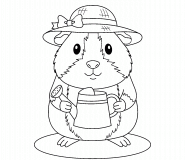 Gaspard, adorable cochon d’Inde jardinier - Coloriage en ligne