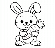 Léo le lapin et son trésor orange - Coloriage en ligne