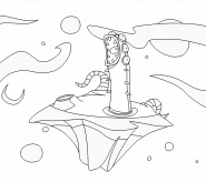 Extraterrestre globuleux sur son astéroïde - coloriage n° 181