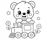 Petit ours aux commandes de son train - Coloriage en ligne Petit ours aux commandes de son train - Coloriage en ligne