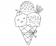 Un délicieux cornet de glaces kawaii - Coloriage en ligne Un délicieux cornet de glaces kawaii - Coloriage en ligne