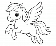 Un adorable petit Pégase - Coloriage en ligne
