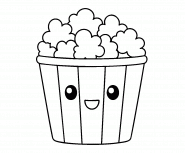 Pot de pop-corn kawaii - Coloriage en ligne Pot de pop-corn kawaii - Coloriage en ligne