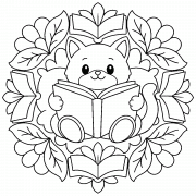 Petite pause lecture pour le chat - Coloriage en ligne Petite pause lecture pour le chat - Coloriage en ligne