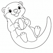 Une adorable loutre joue avec un ballon - Coloriage en ligne Une adorable loutre joue avec un ballon - Coloriage en ligne