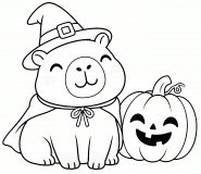 Un capybara et sa citrouille d'Halloween - Coloriage en ligne Un capybara et sa citrouille d'Halloween - Coloriage en ligne