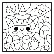 Chaton d'Halloween avec un noeud papillon - Coloriage Magique (jeu en ligne) Chaton d'Halloween avec un noeud papillon - Coloriage Magique (jeu en ligne)