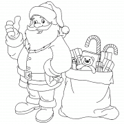 Père Noël et sa hotte de cadeaux - coloriage n° 2