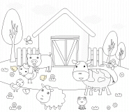 Ferme avec ses animaux - coloriage n° 202