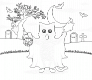 Fantômes dans un cimetière - coloriage n° 216