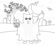 Fantômes dans un cimetière - coloriage n° 216