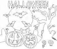 Paysage d'Halloween à colorier - coloriage n° 232