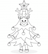 Le renne Rodolphe déguisé en sapin de noël - coloriage n° 245