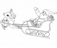 Le Père Noël dans son traîneau volant ! - coloriage n° 247