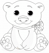 Petit ours polaire avec un ruban rouge - coloriage n° 248