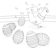 Une poule et des oeufs de Pâques - coloriage n° 270