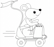 Souris sur un patin à roulettes - coloriage n° 315